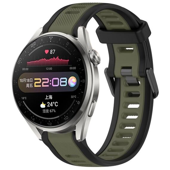 Per Huawei Watch 3 Pro 22mm cinturino in silicone strutturato bicolore (verde + nero)