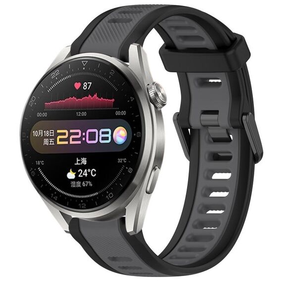 Per Huawei Watch 3 Pro 22mm cinturino in silicone strutturato bicolore (grigio + nero)