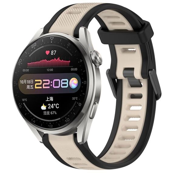 Per Huawei Watch 3 Pro 22mm cinturino in silicone strutturato bicolore (Starlight + nero)