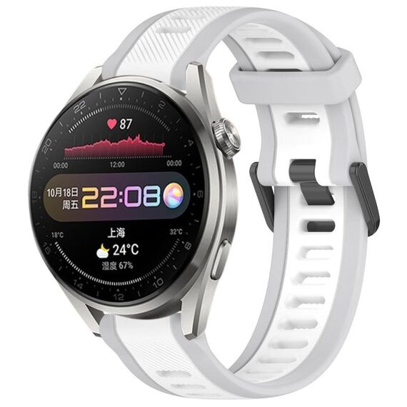 Per Huawei Watch 3 Pro 22mm cinturino in silicone strutturato bicolore (bianco + grigio)