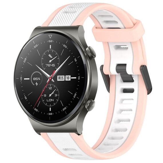 Per Huawei GT2 Pro 22mm cinturino in silicone strutturato bicolore (bianco + rosa)