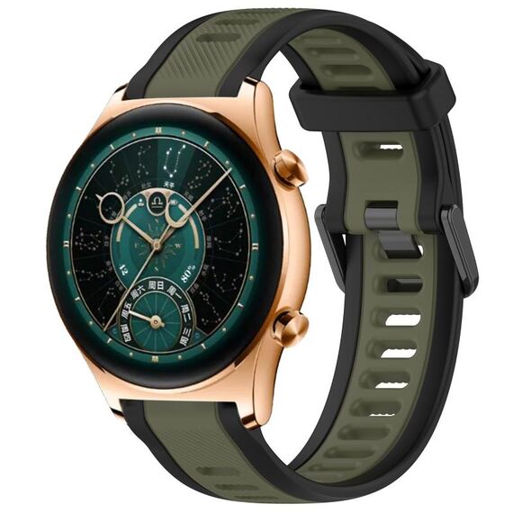 Per Honor Watch GS 4 22mm cinturino in silicone strutturato bicolore (verde + nero)