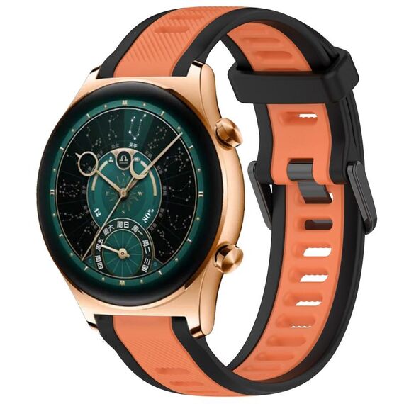 Per Honor Watch GS 4 22mm cinturino in silicone strutturato bicolore (arancione + nero)