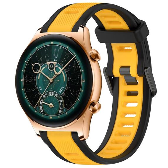Per Honor Watch GS 4 22mm cinturino in silicone strutturato bicolore (giallo + nero)