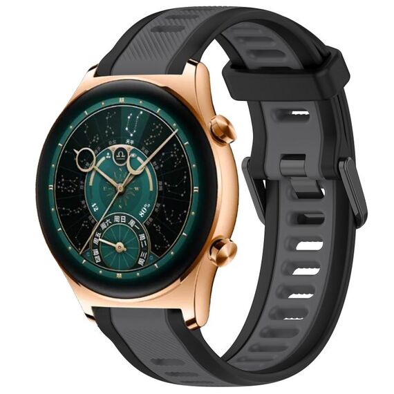 Per Honor Watch GS 4 22mm cinturino in silicone strutturato bicolore (grigio + nero)