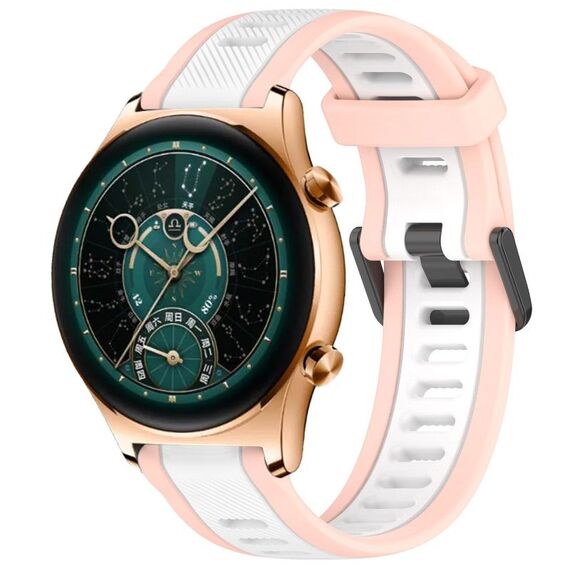 Per Honor Watch GS 4 22mm cinturino in silicone strutturato bicolore (bianco + rosa)