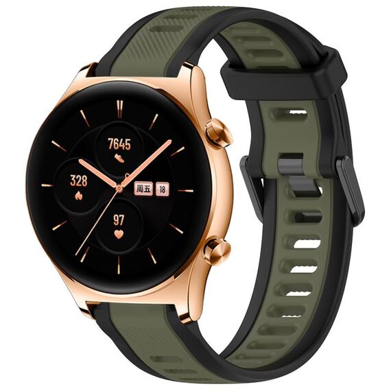 Per Honor Watch GS 3 22mm cinturino in silicone strutturato bicolore (verde + nero)