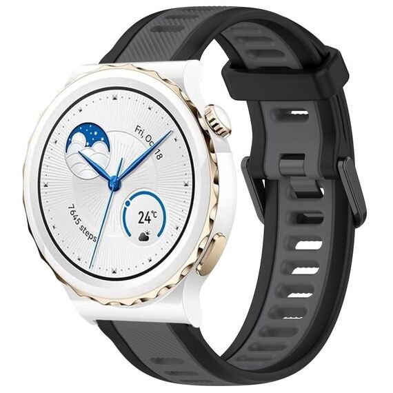 Per Huawei Watch GT3 Pro 43mm 20mm cinturino in silicone strutturato bicolore (grigio + nero)