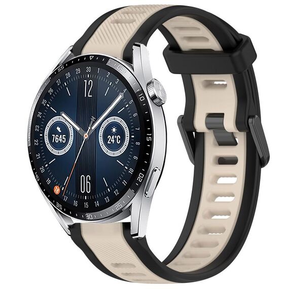 Per Huawei Watch GT3 42mm 20mm cinturino in silicone strutturato bicolore (Starlight + nero)