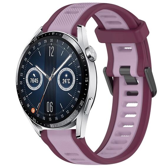 Per Huawei Watch GT3 42mm 20mm cinturino in silicone strutturato bicolore (viola)