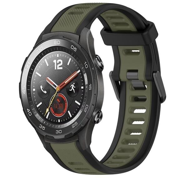 Per Huawei Watch 2 Cinturino in silicone strutturato bicolore da 20 mm (verde + nero)