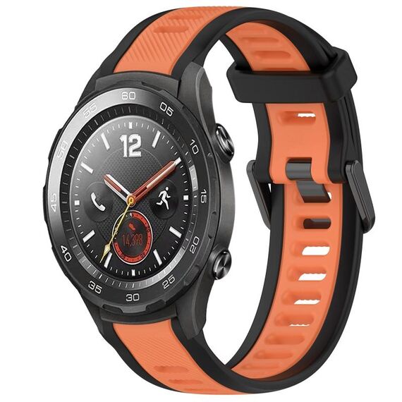 Per Huawei Watch 2 Cinturino in silicone strutturato bicolore da 20 mm (arancione + nero)