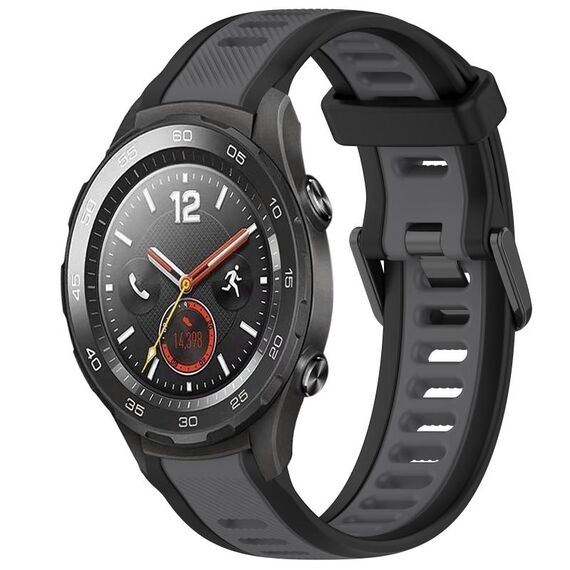 Per Huawei Watch 2 Cinturino in silicone strutturato bicolore da 20 mm (grigio + nero)