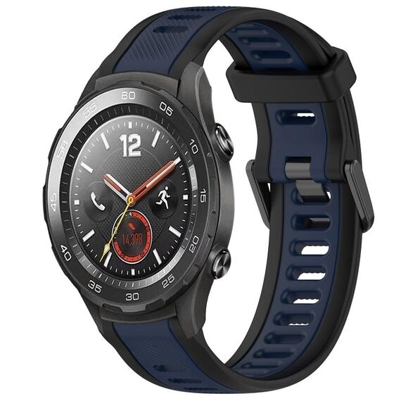 Per Huawei Watch 2 Cinturino in silicone strutturato bicolore da 20 mm (blu notte + nero)