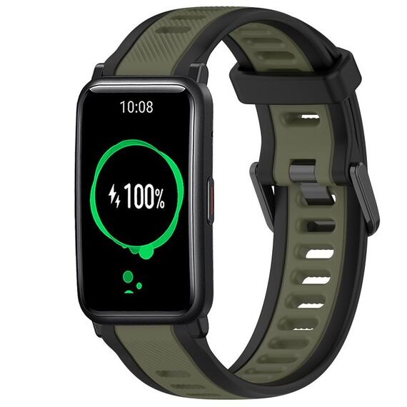Per Honor Watch ES 20mm cinturino in silicone strutturato bicolore (verde + nero)