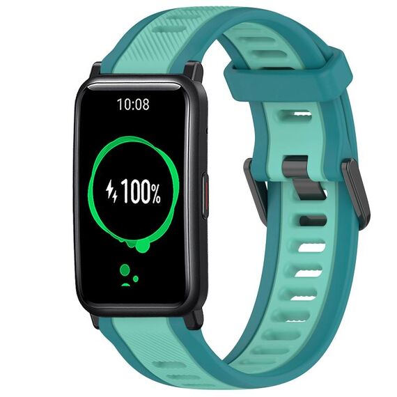 For Honor Watch ES 20mm cinturino in silicone strutturato bicolore (verde acqua)