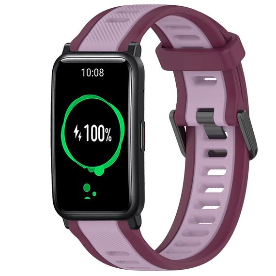Per Honor Watch ES 20mm cinturino in silicone strutturato bicolore (viola)