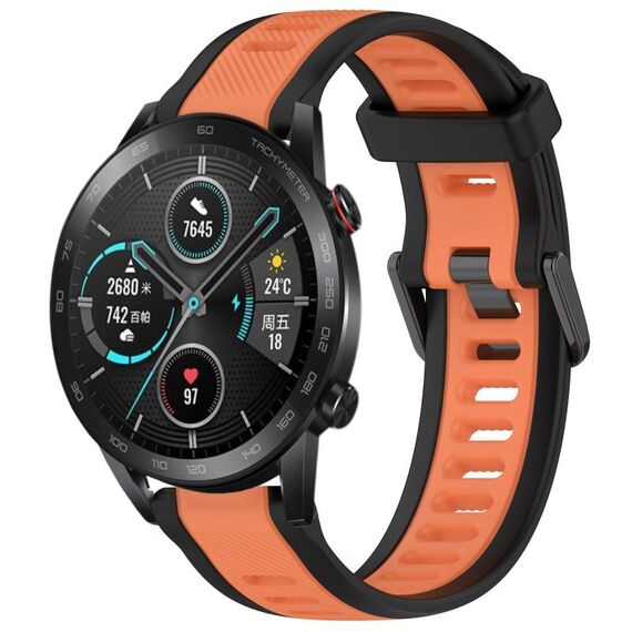 Per Honor MagicWatch2 42mm 20mm cinturino in silicone strutturato bicolore (arancione + nero)