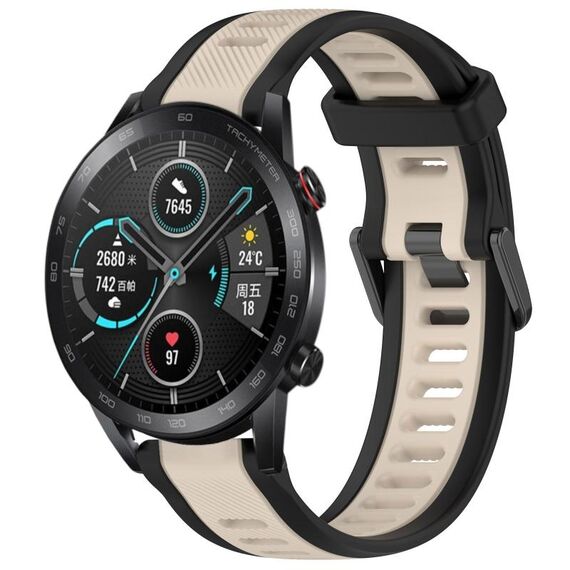 Per Honor MagicWatch2 42mm 20mm cinturino in silicone strutturato bicolore (Starlight + nero)