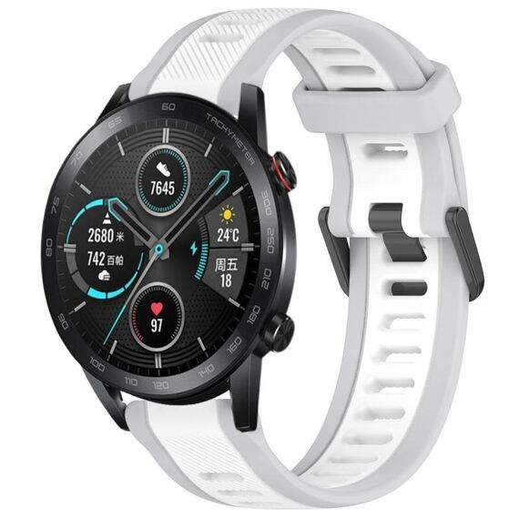 Per Honor MagicWatch2 42mm 20mm cinturino in silicone strutturato bicolore (bianco + grigio)