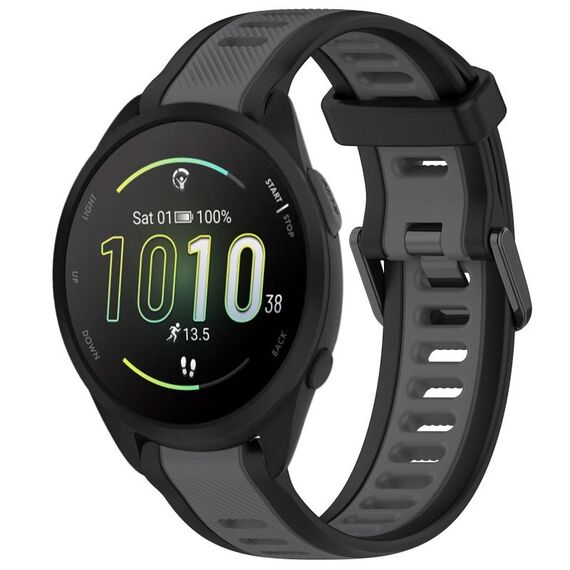 Per cinturino in silicone strutturato bicolore Garmin Forerunner 165 da 20 mm (grigio + nero)