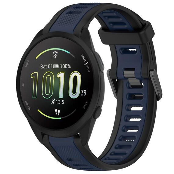 Per cinturino in silicone strutturato bicolore Garmin Forerunner 165 da 20 mm (blu notte + nero)