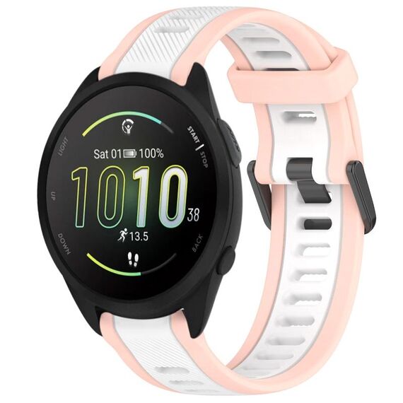 Per cinturino in silicone strutturato bicolore Garmin Forerunner 165 da 20 mm (bianco + rosa)