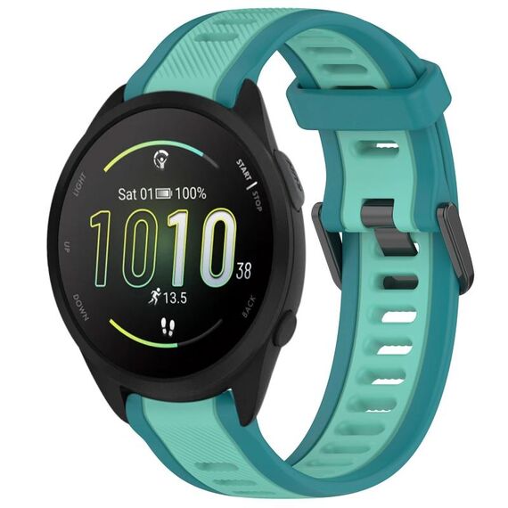 Per cinturino per orologio in silicone strutturato bicolore Garmin Forerunner 165 da 20 mm (verde acqua)