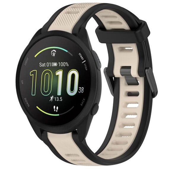 Per cinturino in silicone testurizzato bicolore Garmin Forerunner 165 Music da 20 mm (Starlight + nero)