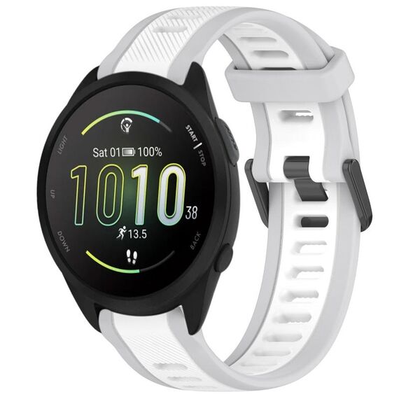 Per cinturino in silicone strutturato bicolore Garmin Forerunner 165 Music da 20 mm (bianco + grigio)