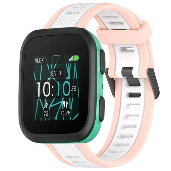 Per cinturino in silicone strutturato bicolore Garmin Bounce da 20 mm (bianco + rosa)