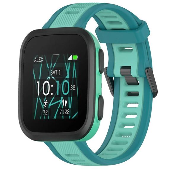 Per cinturino per orologio in silicone testurizzato bicolore Garmin Bounce da 20 mm (verde acqua)