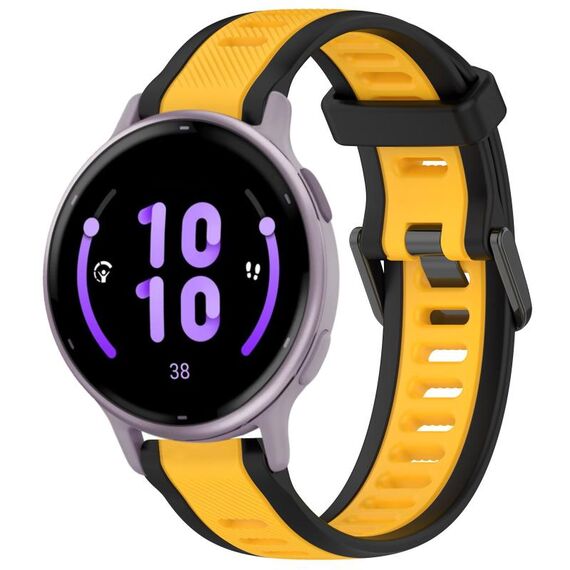 Per cinturino in silicone strutturato bicolore Garmin Active 5 20mm (giallo + nero)