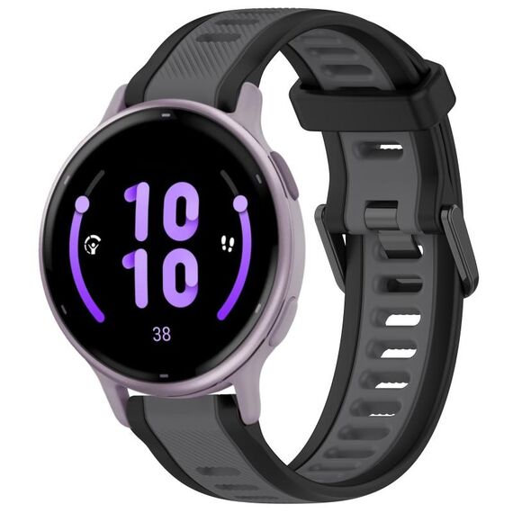Per cinturino in silicone strutturato bicolore Garmin Active 5 20mm (grigio + nero)