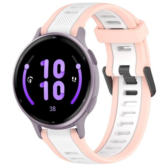 Per cinturino in silicone strutturato bicolore Garmin Active 5 20mm (bianco + rosa)