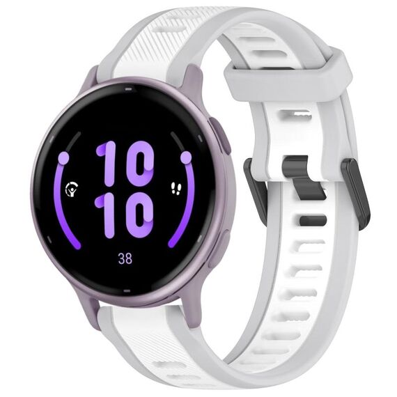 Per cinturino in silicone strutturato bicolore Garmin Active 5 20mm (bianco + grigio)