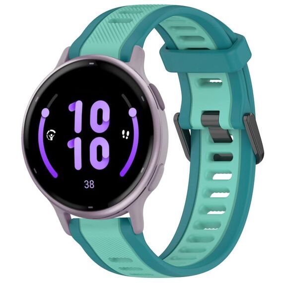 Per cinturino per orologio in silicone strutturato bicolore Garmin Active 5 20mm (verde acqua)