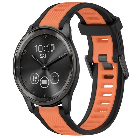 Per cinturino in silicone strutturato bicolore Garmin VivoMove Trend da 20 mm (arancione + nero)