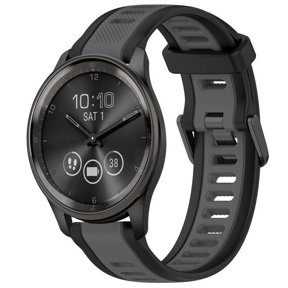 Per cinturino in silicone strutturato bicolore Garmin VivoMove Trend da 20 mm (grigio + nero)