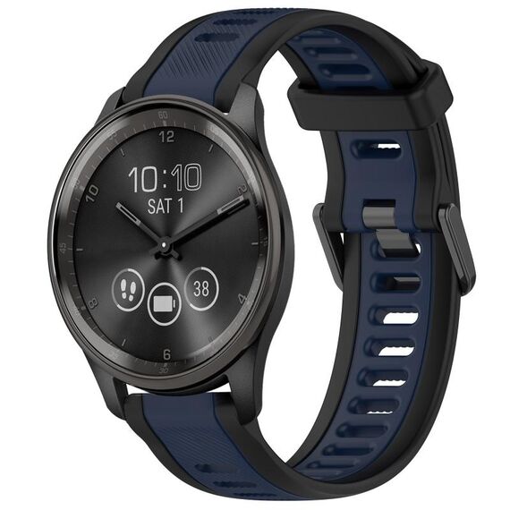 Per cinturino in silicone strutturato bicolore Garmin VivoMove Trend da 20 mm (blu notte + nero)