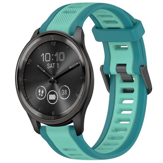 Per cinturino per orologio in silicone testurizzato bicolore Garmin VivoMove Trend da 20 mm (verde acqua)