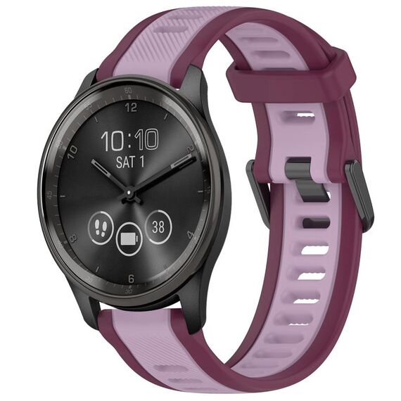 Per cinturino in silicone testurizzato bicolore Garmin VivoMove Trend da 20 mm (viola)