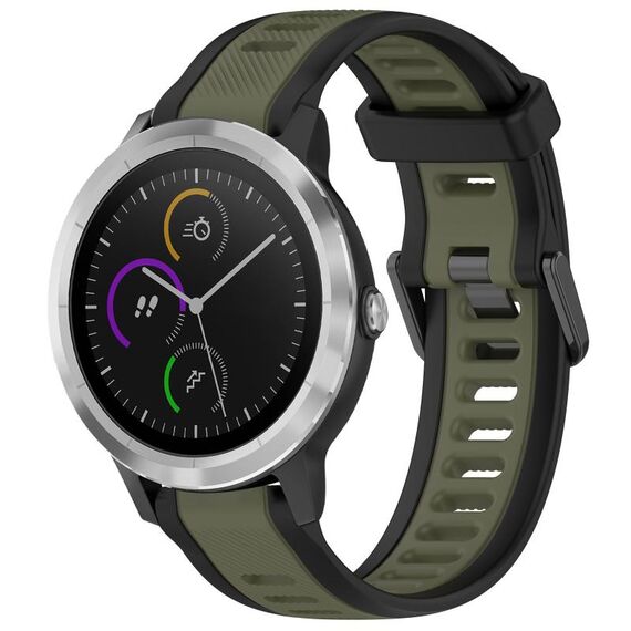 Per cinturino in silicone strutturato bicolore Garmin Vivoactive 3 20mm (verde + nero)