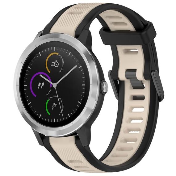 Per cinturino in silicone testurizzato bicolore Garmin Vivoactive 3 da 20 mm (Starlight + nero)