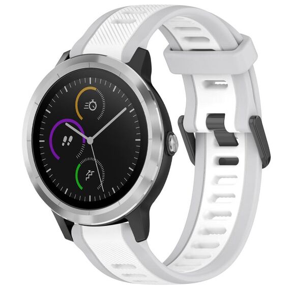 Per cinturino in silicone strutturato bicolore Garmin Vivoactive 3 20mm (bianco + grigio)