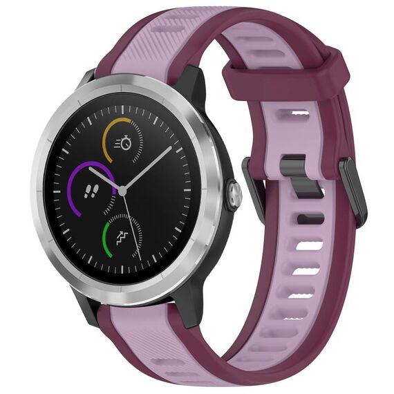 Per cinturino in silicone testurizzato bicolore Garmin Vivoactive 3 da 20 mm (viola)