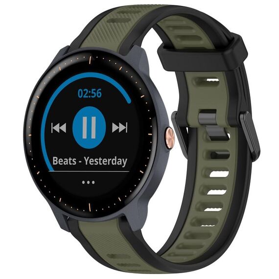 Per cinturino in silicone strutturato bicolore Garmin Vivoactive3 Music da 20 mm (verde + nero)