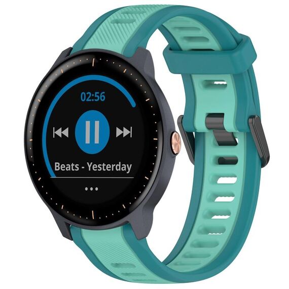 Per cinturino per orologio in silicone testurizzato bicolore Garmin Vivoactive3 Music da 20 mm (verde acqua)