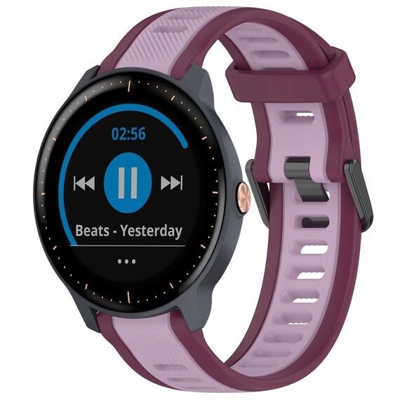 Per cinturino per orologio in silicone testurizzato bicolore Garmin Vivoactive3 Music da 20 mm (viola)