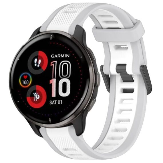 Per cinturino in silicone strutturato bicolore Garmin Venu 2 Plus da 20 mm (bianco + grigio)